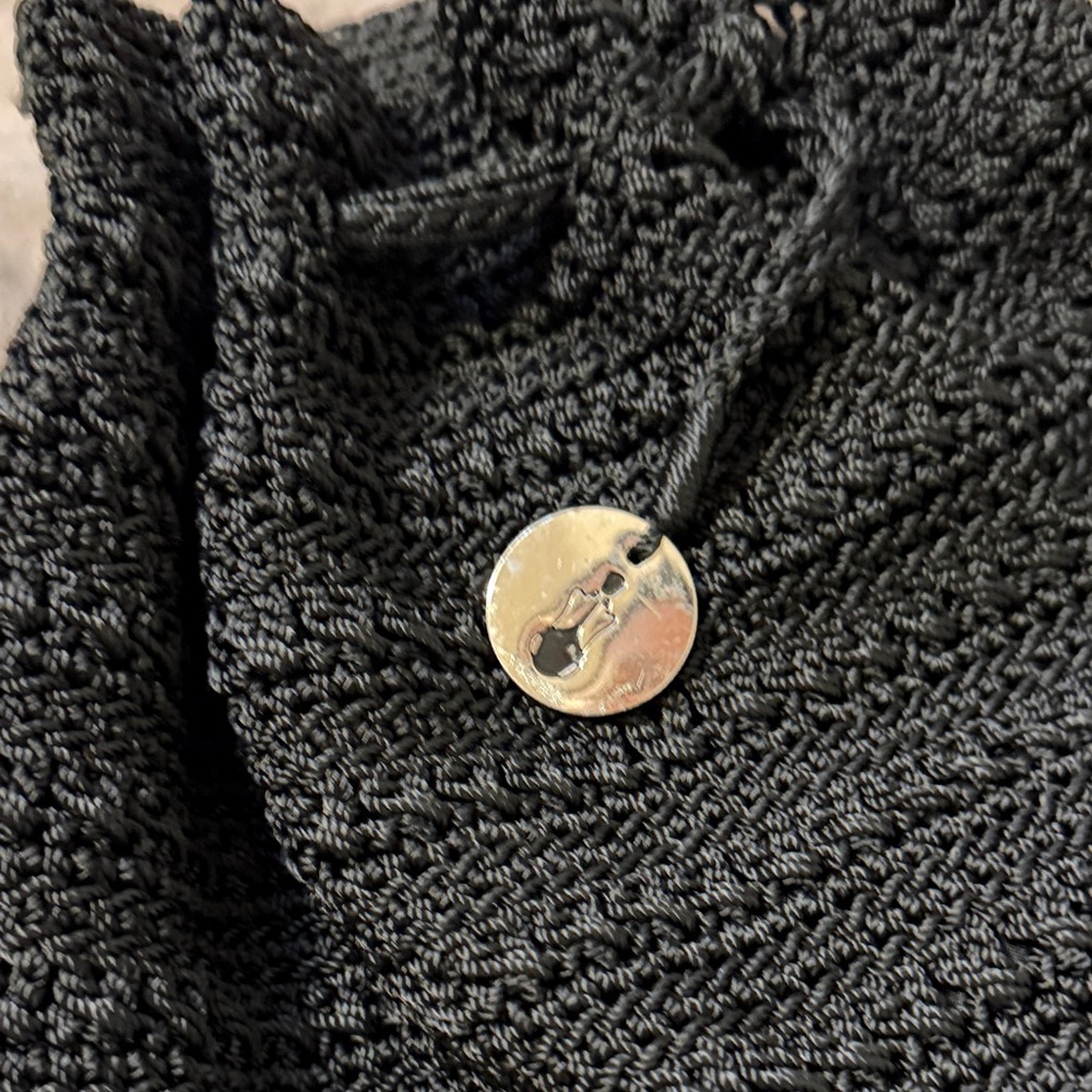 The Sak Black Crochet Drawstring Backpack Purse - Picture 5 of 5